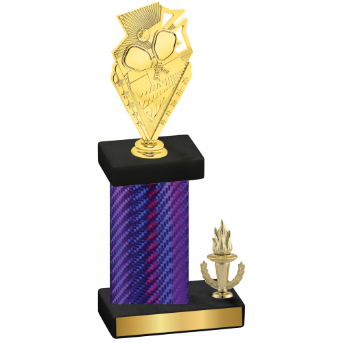 Accented Single Purple Carbon Fiber Victory Pickleball Trophy