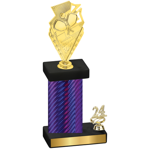 Accented Single Purple Carbon Fiber Year Pickleball Trophy