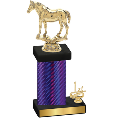 Accented Single Purple Carbon Fiber First Place Horses Trophy