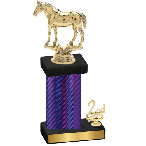 Accented Single Purple Carbon Fiber Second Place Horses Trophy