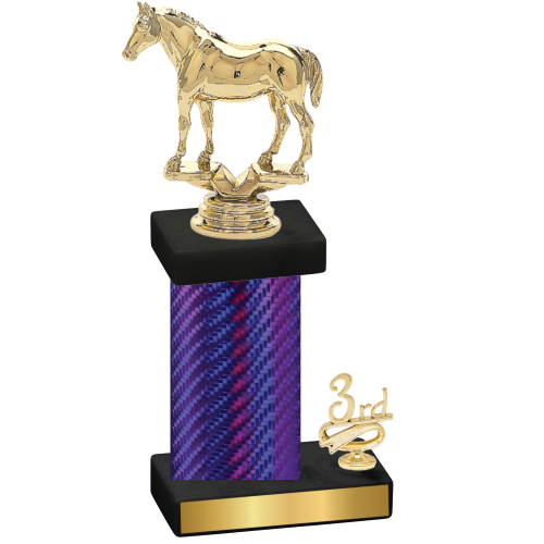 Accented Single Purple Carbon Fiber Third Place Horses Trophy