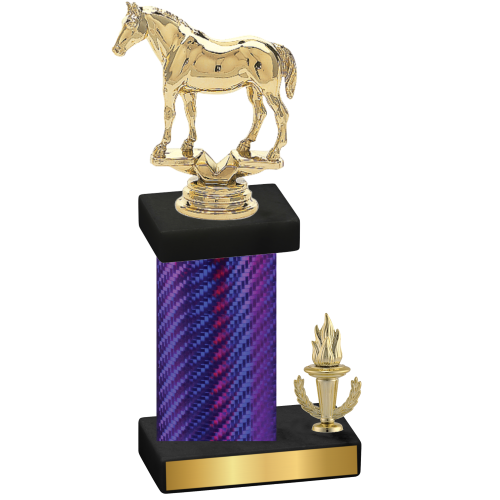 Accented Single Purple Carbon Fiber Victory Horses Trophy