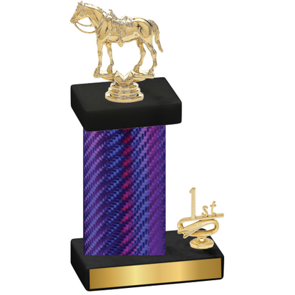 Accented Single Purple Carbon Fiber First Place Horses Trophy