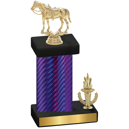 Accented Single Purple Carbon Fiber Victory Horses Trophy