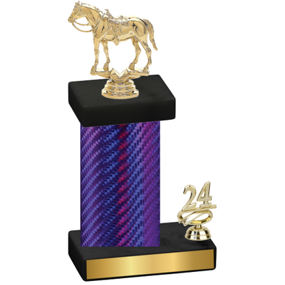 Accented Single Purple Carbon Fiber Year Horses Trophy