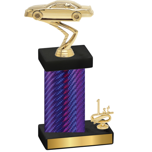 Accented Single Purple Carbon Fiber First Place Cars Trophy