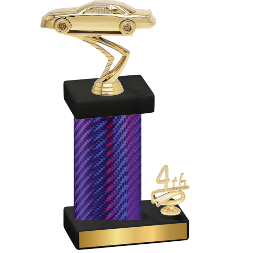 Accented Single Purple Carbon Fiber Fourth Place Cars Trophy