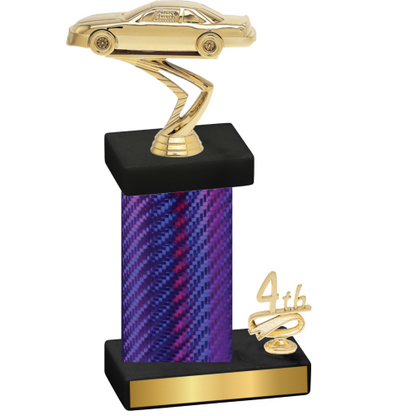 Accented Single Purple Carbon Fiber Fourth Place Cars Trophy