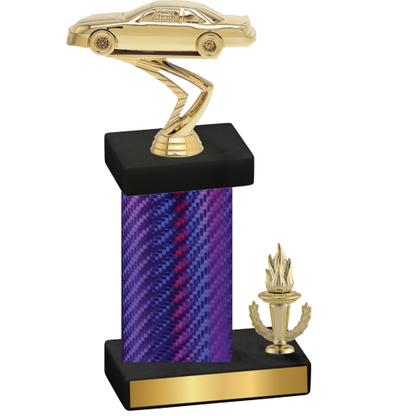 Accented Single Purple Carbon Fiber Victory Cars Trophy