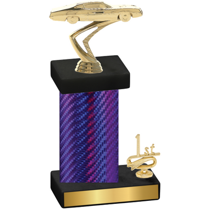 Accented Single Purple Carbon Fiber First Place Cars Trophy