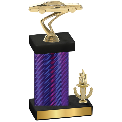 Accented Single Purple Carbon Fiber Victory Cars Trophy