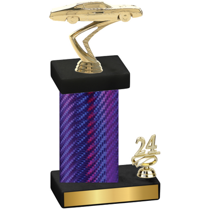 Accented Single Purple Carbon Fiber Year Cars Trophy