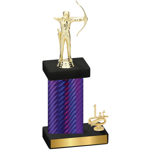 Accented Single Purple Carbon Fiber First Place Archery Trophy