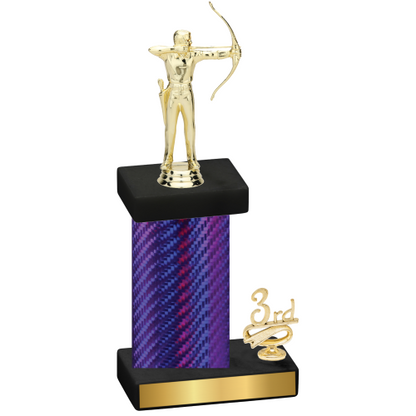 Accented Single Purple Carbon Fiber Third Place Archery Trophy