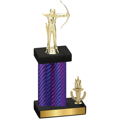 Accented Single Purple Carbon Fiber Victory Archery Trophy