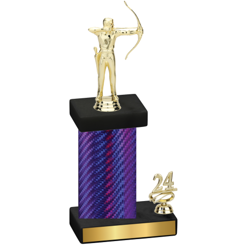 Accented Single Purple Carbon Fiber Year Archery Trophy