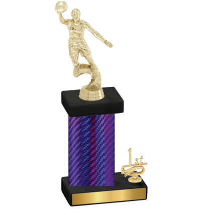 Accented Single Purple Carbon Fiber First Place Basketball Trophy