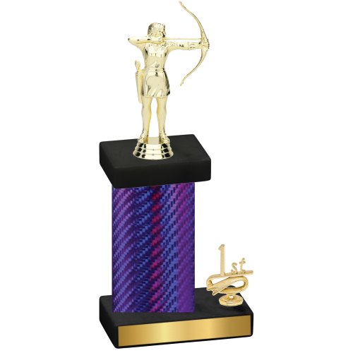 Accented Single Purple Carbon Fiber First Place Archery Trophy