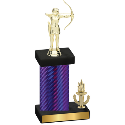 Accented Single Purple Carbon Fiber Victory Archery Trophy