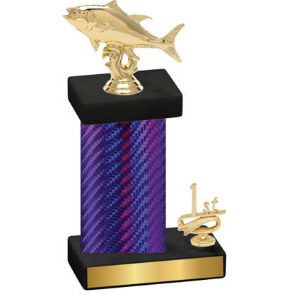 Accented Single Purple Carbon Fiber First Place Fishing Trophy