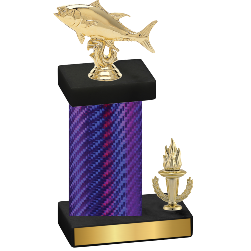 Accented Single Purple Carbon Fiber Victory Fishing Trophy