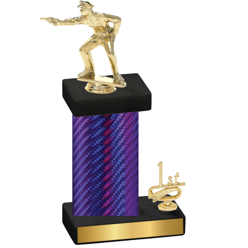 Accented Single Purple Carbon Fiber First Place Shooter Trophy