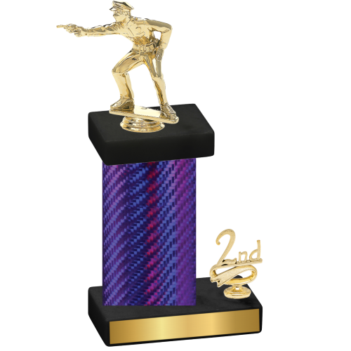 Accented Single Purple Carbon Fiber Second Place Shooter Trophy