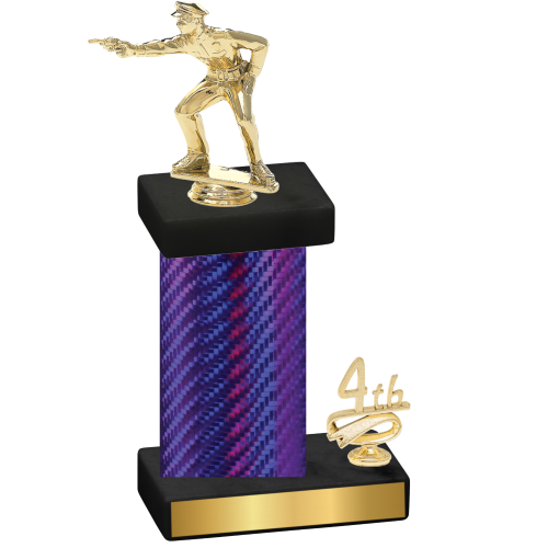 Accented Single Purple Carbon Fiber Fourth Place Shooter Trophy