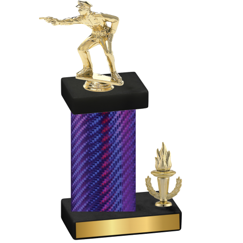 Accented Single Purple Carbon Fiber Victory Shooter Trophy