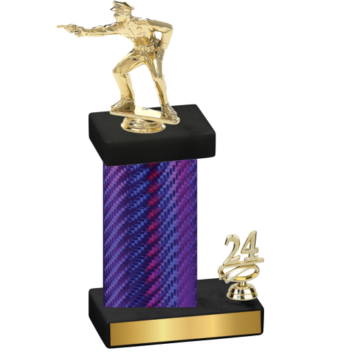 Accented Single Purple Carbon Fiber Year Shooter Trophy