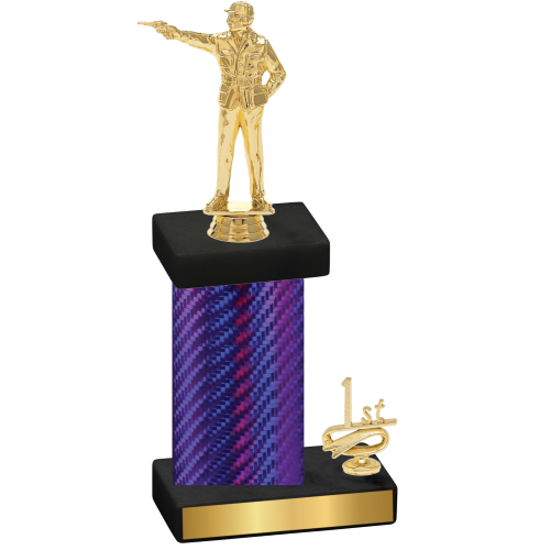 Accented Single Purple Carbon Fiber First Place Shooter Trophy