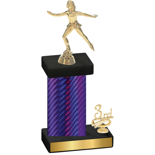 Accented Single Purple Carbon Fiber Third Place Skater Trophy