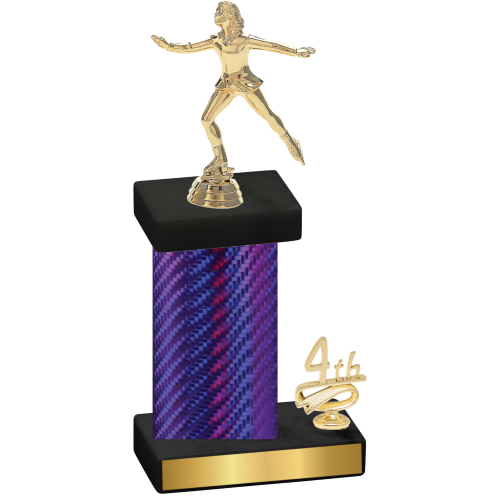 Accented Single Purple Carbon Fiber Fourth Place Skater Trophy