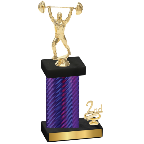 Accented Single Purple Carbon Fiber Second Place Weights Trophy