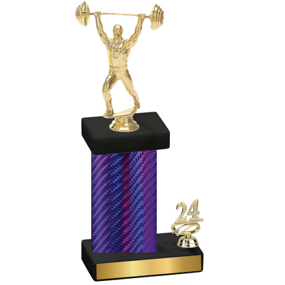 Accented Single Purple Carbon Fiber Year Weights Trophy