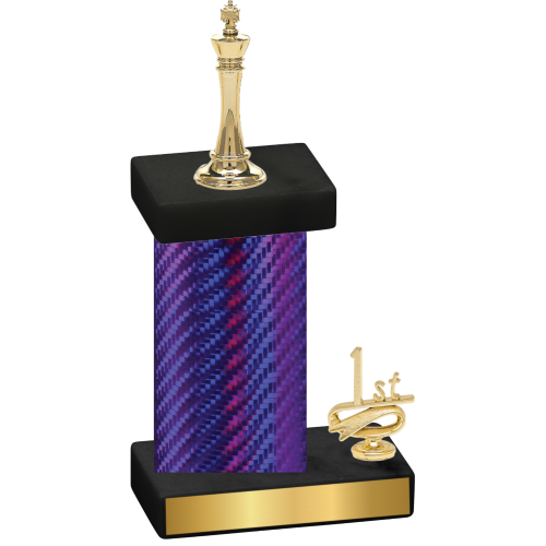 Accented Single Purple Carbon Fiber First Place Chess Trophy