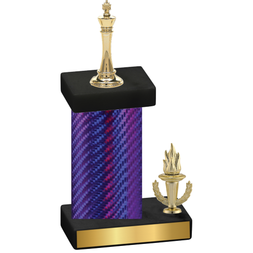 Accented Single Purple Carbon Fiber Victory Chess Trophy