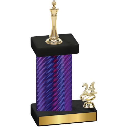 Accented Single Purple Carbon Fiber Year Chess Trophy