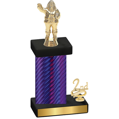 Accented Single Purple Carbon Fiber Second Place Holiday Trophy