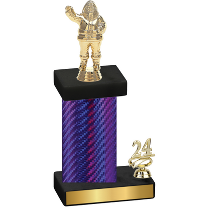 Accented Single Purple Carbon Fiber Year Holiday Trophy