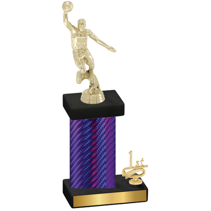 Accented Single Purple Carbon Fiber First Place Basketball Trophy