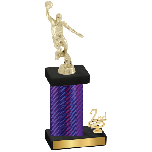 Accented Single Purple Carbon Fiber Second Place Basketball Trophy