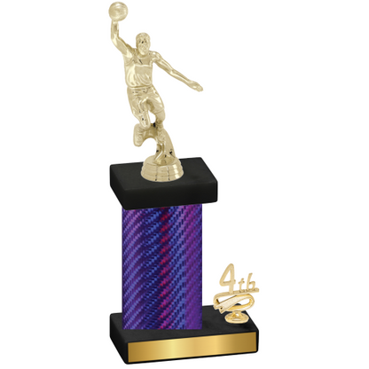 Accented Single Purple Carbon Fiber Fourth Place Basketball Trophy