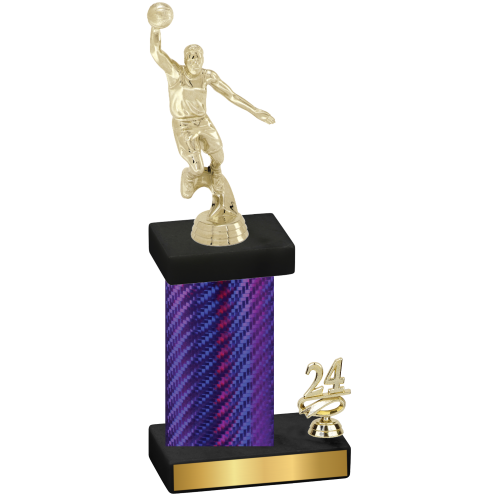 Accented Single Purple Carbon Fiber Year Basketball Trophy