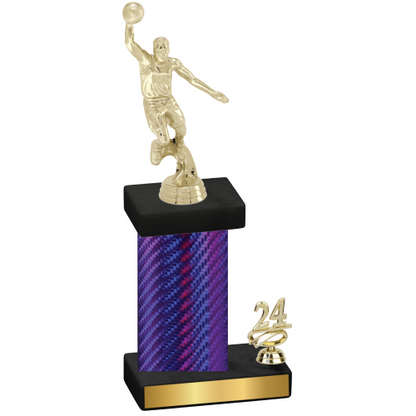 Accented Single Purple Carbon Fiber Year Basketball Trophy