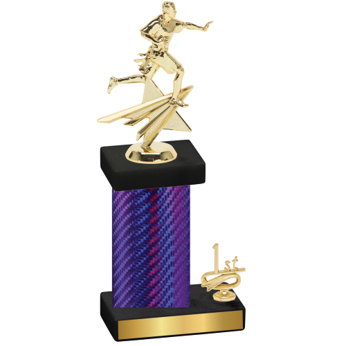 Accented Single Purple Carbon Fiber First Place Flag Football Trophy