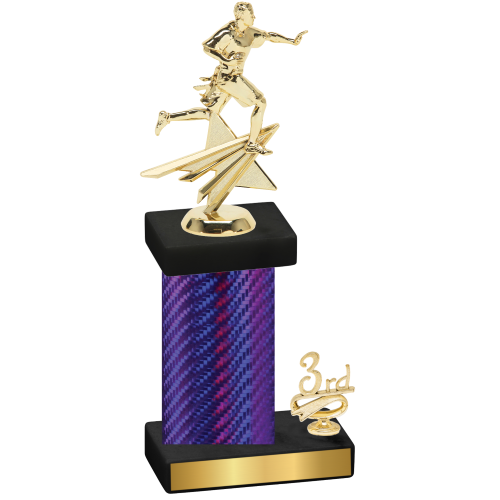 Accented Single Purple Carbon Fiber Third Place Flag Football Trophy