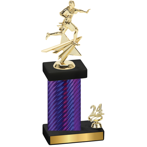 Accented Single Purple Carbon Fiber Year Flag Football Trophy