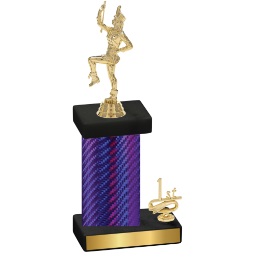 Accented Single Purple Carbon Fiber First Place Majorette Trophy