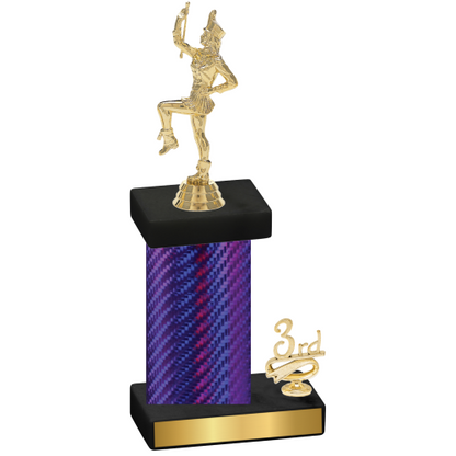 Accented Single Purple Carbon Fiber Third Place Majorette Trophy